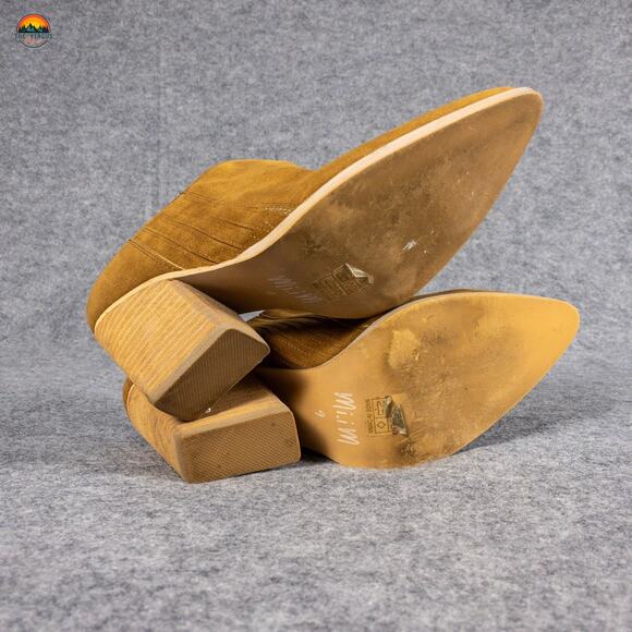 MI.IM Mule Cuban Heel Suede Leather Tan Pointed Toe Casual Slip-On Women's Sz 9 - Picture 7 of 12